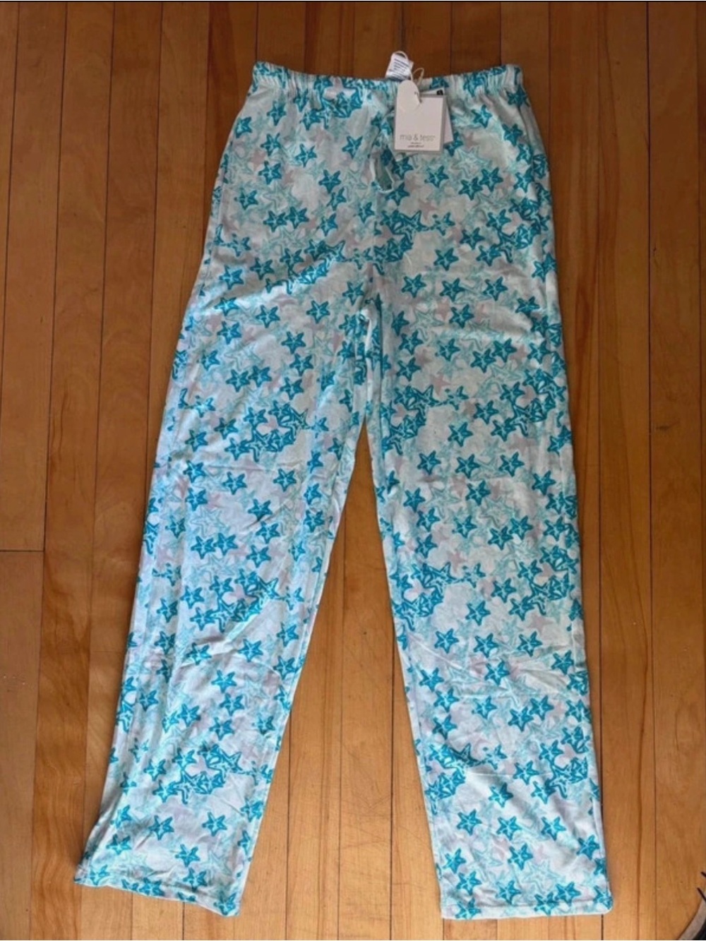 Ladies White and Teal Starfish Print Lounge Pants